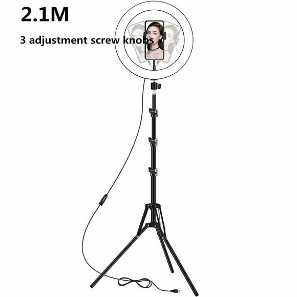 Ring Light Selfie (26cm) with Tripod Stand 210cm & Cell Phone Holder Support 1 mobile