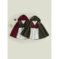 thumbnail image 3 of RUINIXCW Toddler Baby Girl Renaissance Outfit Costume Kids Halloween Medieval Costume Little Girls Vintage Medieval Retro Long Sleeve Lace Trim Dress with Vest Hooded Cloak Set, 3 of 9