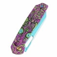 thumbnail image 6 of Tenable Shard Folding Pocket Knife with Clip, 3.47'' Blue Coated 14C28N Blade,Secure Crossbar Lock,Jade G10 with Purple Motif Handle,T1006V9, 6 of 9