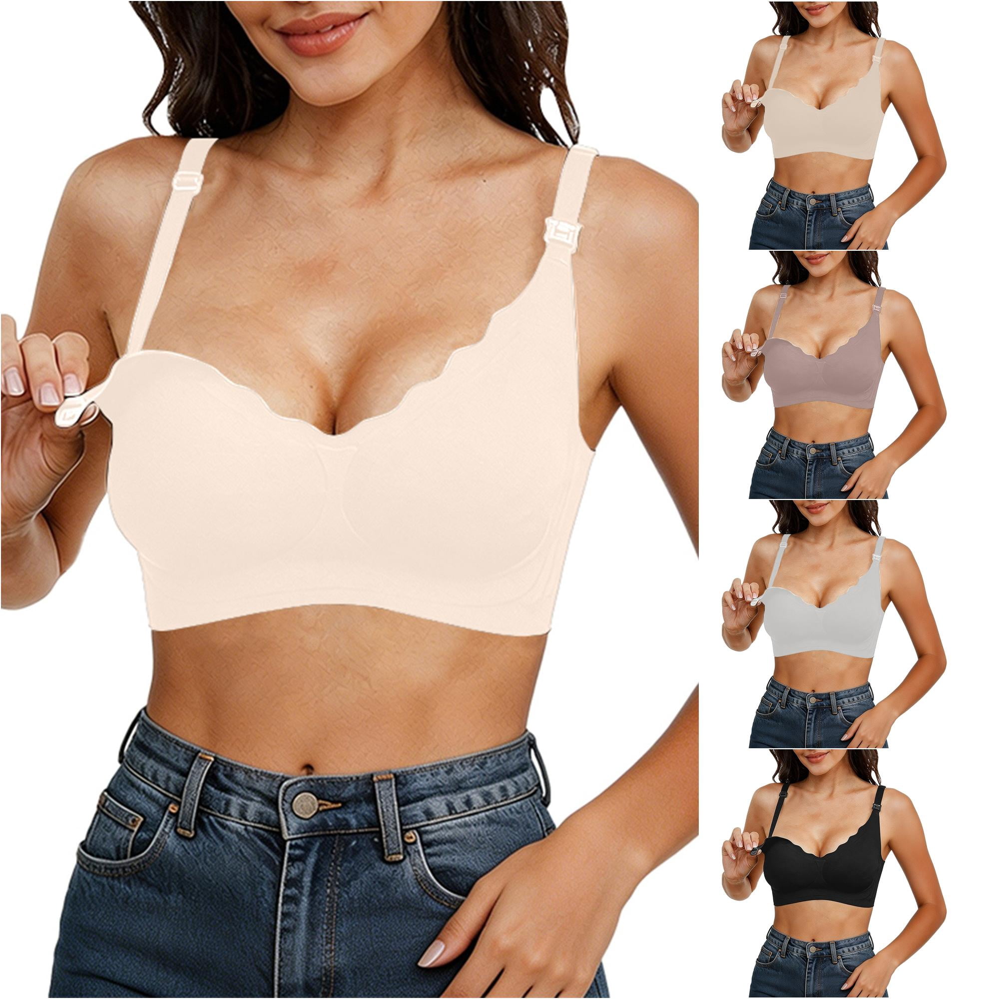 Krdevn Seamless Wireless Nursing Bra Comfort Fit Maternity Support Bra for Pregnancy and Postpartum Breastfeeding,S