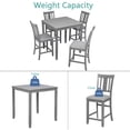thumbnail image 6 of GZXS Wooden Dinette Set for 4, Modern 5 Piece Dining Room Table Set with Square Table & 4 Slatted Backrest Upholstered Chairs, Counter Height Kitchen Chairs Set for Small Space, Gray, 6 of 9