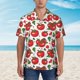 thumbnail image 2 of Balery Hand Drawn Tomatoes Camisas hawaianas de manga corta para hombre, camisas playeras de corte holgado, camisas de vacaciones con botones,XX-Large, 2 of 7