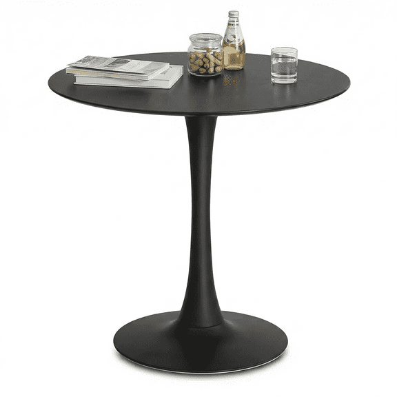 32" Round Dining Table/Tulip Table, Mid Century Modern Wood Dining Table, Black