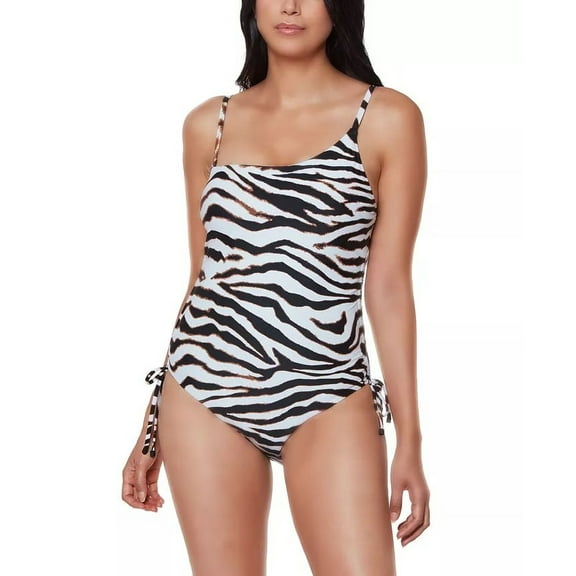 Bar III WHITE/BLACK Zebra-Print One-Piece Swimsuit, US Small