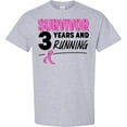 thumbnail image 3 of Inktastic Breast Cancer Survivor 3 Years and Running with Pink Ribbon T-Shirt, 3 of 5