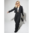 thumbnail image 4 of 2 Piece Outfits for Women Dressy Blazer Jackets High Waisted Straight Leg Pants Suits Set Business Casual Black XXL, 4 of 9