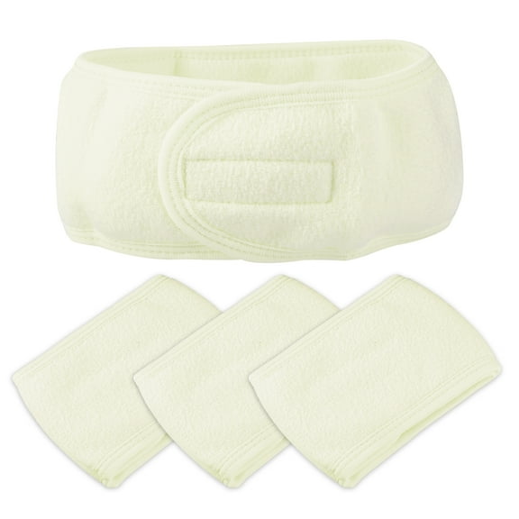 Unique Bargains 4 Pcs Spa Headband Soft Women Hair Bands for Face Washing Bath Yoga Beige