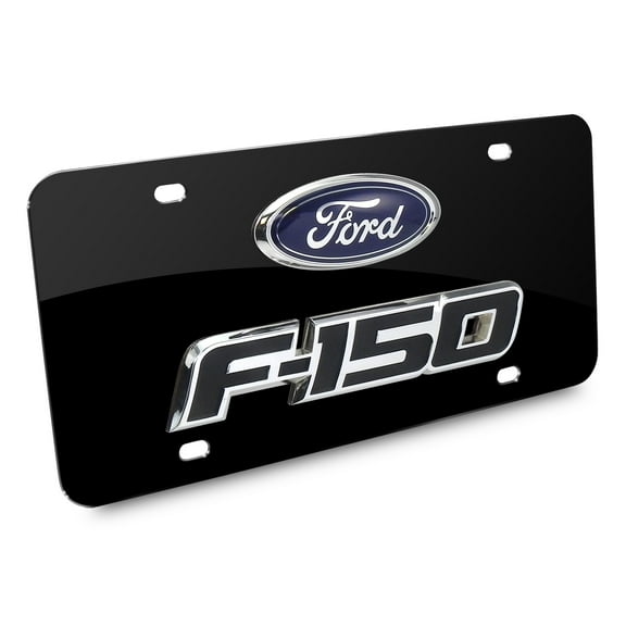 Ford F-150 3D Metal Dual Logo Black Stainless Steel License Plate
