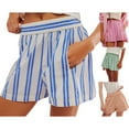 thumbnail image 3 of Gupgi Shorts Rayés pour Femmes Boxeurs Décontractés Taille Élastique Bas de Pyjama Détente Coupe Ample Shorts, 3 of 3