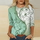 thumbnail image 1 of ICHUANYI Clearance Women's Fashion Printed Loose T-shirt 3/4 Sleeves Blouse Round Neck Casual Tops(Green, XXL) ICHUANYI WER2023081110321, 1 of 5
