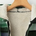 thumbnail image 6 of Womens Cropped Sherpa Fleece Lined Hooded Plaid Jacket Oversized Shacket Winter Warm Zip Up Flannel Coat Outerwear, 6 of 7