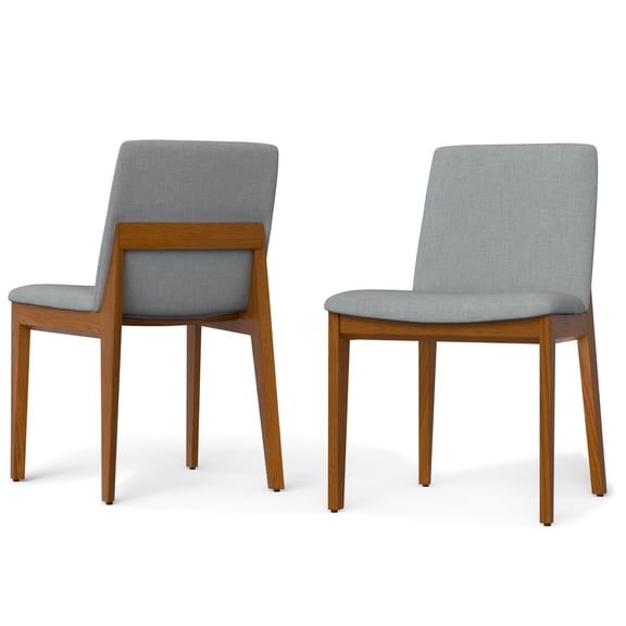 Simpli Home Selena Dining Chair (Set of 2) in Light Grey Linen Look Fabric