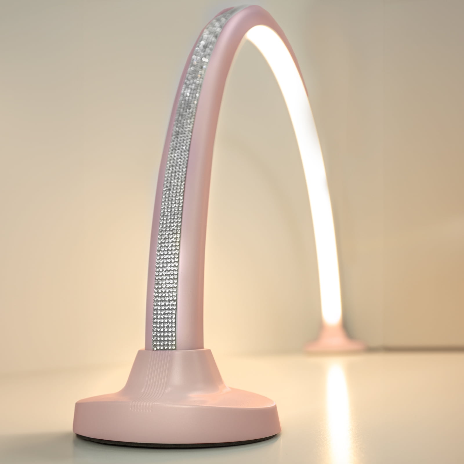 Luna LED Nail Light Half Moon Table Lamp, 3000‑6000K Adjustable Light for Nail Salon Manicure Table, Spa Reception, Massage Spa Furniture & Equipment, Pink Rhinestone