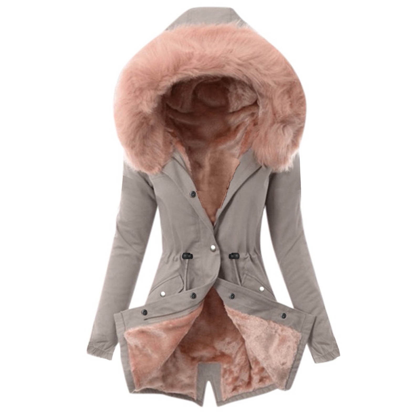 Winter Coats for Women Zpanxa Womens Hooded Warm Winter Overcoat with Faux Fur Lined, Winter Parka Jacket Thick Down Outerwear Jacket for Women Grey XXL