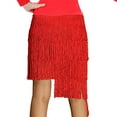 thumbnail image 3 of Cha-Cha Salsa Samba Tango Latin Tassel Dance Practice Competence Skirts Outfit Red, 3 of 4