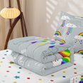 thumbnail image 5 of Erosebridal Kawaii Rainbow Zipper Queen Comforter Set with Fitted Sheet and 2 Pillowcases, Cartoon Clouds Zipper Bedding Set, Polka Dots Reversible, Gray Rainbow, Polka Dots Reversible, 5 of 7