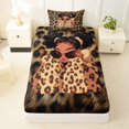 thumbnail image 3 of Castle Fairy Cool Black Girl Twin Sheets 3pcs,Old Fashion Leopard Print Bedding,Brown Black,1 Fitted Sheet, 1 Flat Sheet and 1 Pillowcase, 3 of 6