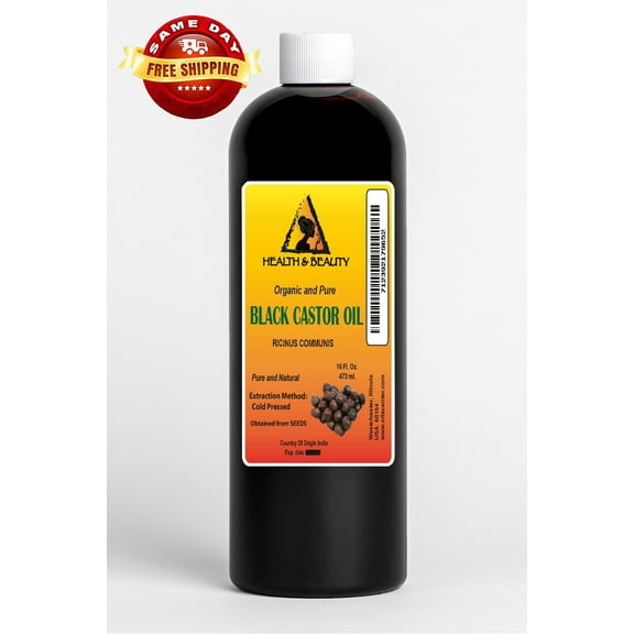 Black Castor Oil Organic USP Grade Hexane Free Cold Pressed Premium Pure 16 oz