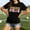 Black, variant on Women's Soccer Fan Jersey, V Neck Short Sleeve Supporter Top Collection, Patriotic Country Letter Print Rally Tee, Lightweight Retro Streetwear Match Day Cheering Apparel Slim Fit Blouse