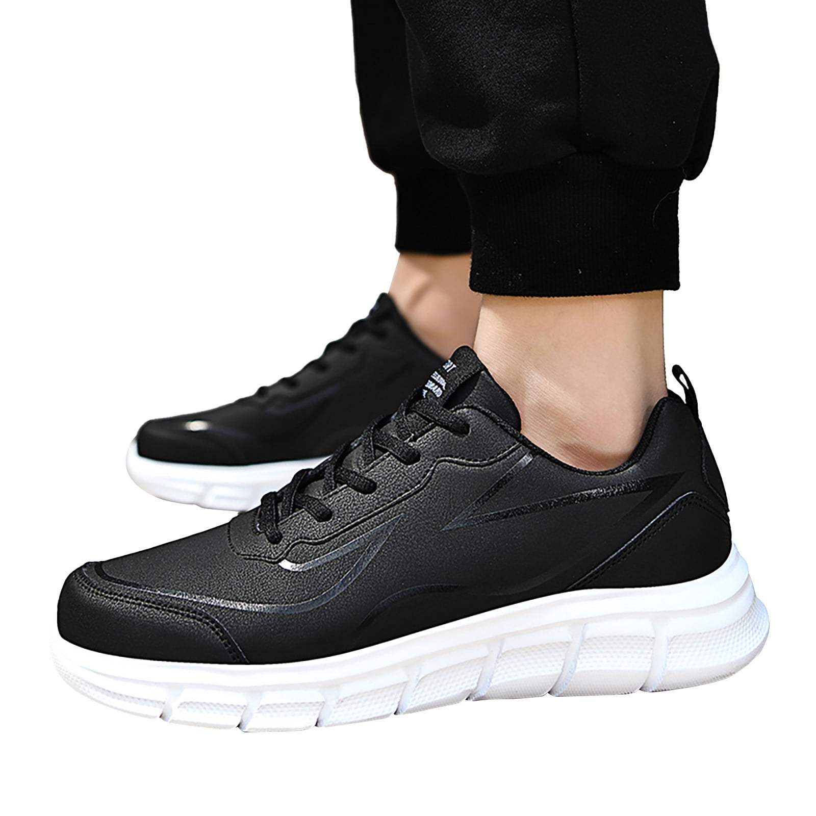eileial Mens Sneakers Leather Running Shoes Trainers Sneaker Casual Hiking Shoes,White 10.5