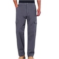 thumbnail image 4 of IROINNID Cargo Pants for Men Deals Cotton Solid Straight Leg Work Pants Casual Relaxed Fit Cargo Pants Comfy Trousers,Gray, 4 of 7
