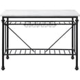thumbnail image 2 of Kitchen Island with Marble Top and Slatted Shelf Black and White - Saltoro Sherpi, 2 of 5