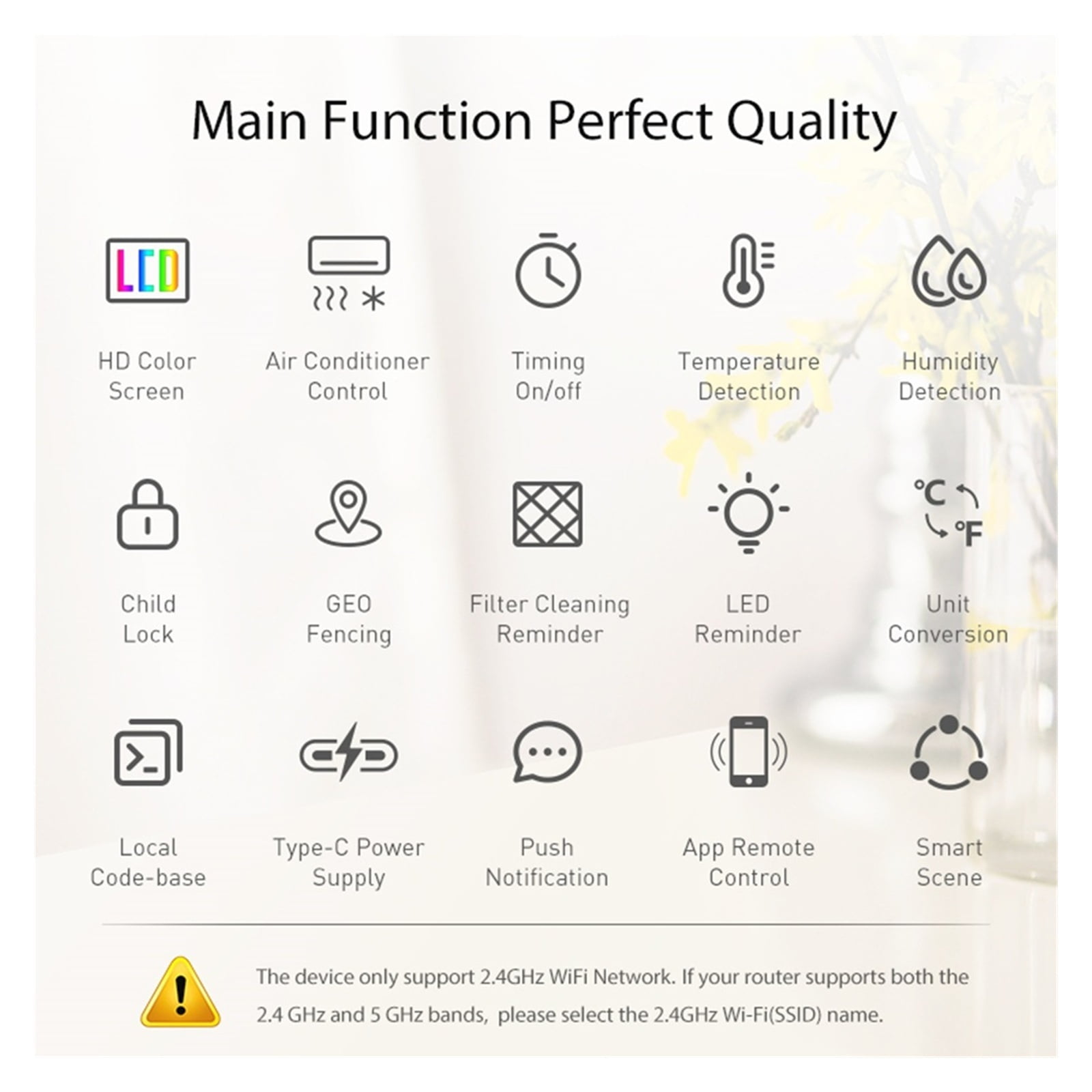 WiFi Thermostat Air Conditioner Temperature Humidity Infrared Controller USB LCD Touch Screen Black