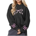 thumbnail image 4 of Byworldtasic Womens Sweatshirts Women's Bows Prints Pullover Hoodie Long Sleeve Loose Fit Solid Color Y2K Fashion Sweatshirt, 4 of 5