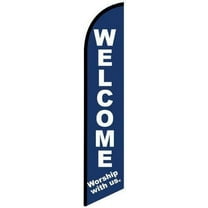 Welcome Worship With Us Outdoor Church Feather Banner Swooper Flag, Replacement Flag Only