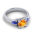 thumbnail image 3 of 2.50 Carat Round Cut Citrine & Blue Sapphire Gemstone Sparkle Three Stone Wedding Ring for Girls Solid 14K White Gold Size 11.5 by Diamond-Capitals, 3 of 8