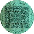thumbnail image 1 of Ahgly Company Indoor Round Oriental Turquoise Blue Industrial Area Rugs, 5' Round, 1 of 4