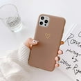 thumbnail image 5 of Compatible with iPhone 13 Pro Max Case 6.7 Inch [Not Fit 13/13 Pro] for Soft Rubber Liquid Silicone Gold Heart Pattern Slim Protective Case for Women Girls for iPhone 13 Pro Max-(Brown), 5 of 8