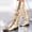 Gold, variant on Womens Pull-On Fold Over Cuff Slouch Western Knee High Boots, Round Toe Low Heel Ruched Faux Leather Tall Booties, Trendy Shoes White 5.5(36)