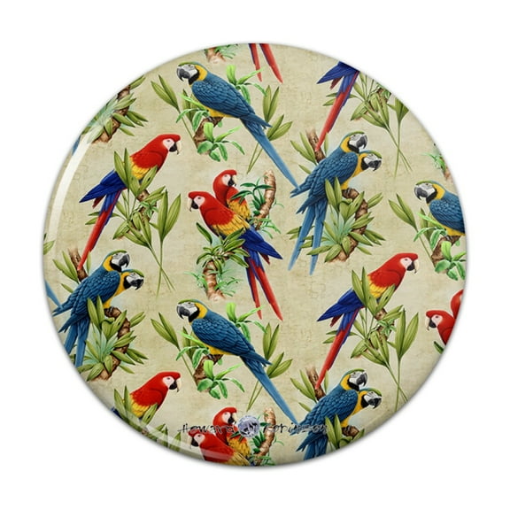 Macaws Parrots Jungle Rainforest Pattern Pinback Button Pin