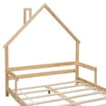 thumbnail image 7 of Full Size Floor Bed Montessori Bed Frame with House-Shaped Headboard and Guardrail, Wooden Floor House Bed for Kids Boys Girls, 8 Slats Support, No Spring Box Needed, Natural, 7 of 7
