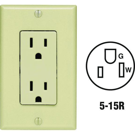 Leviton 05675 Duplex Receptacle in Ivory — UL Listed for US Residential Electrical Code Compliance, Drop-in NEC-Standard Wiring