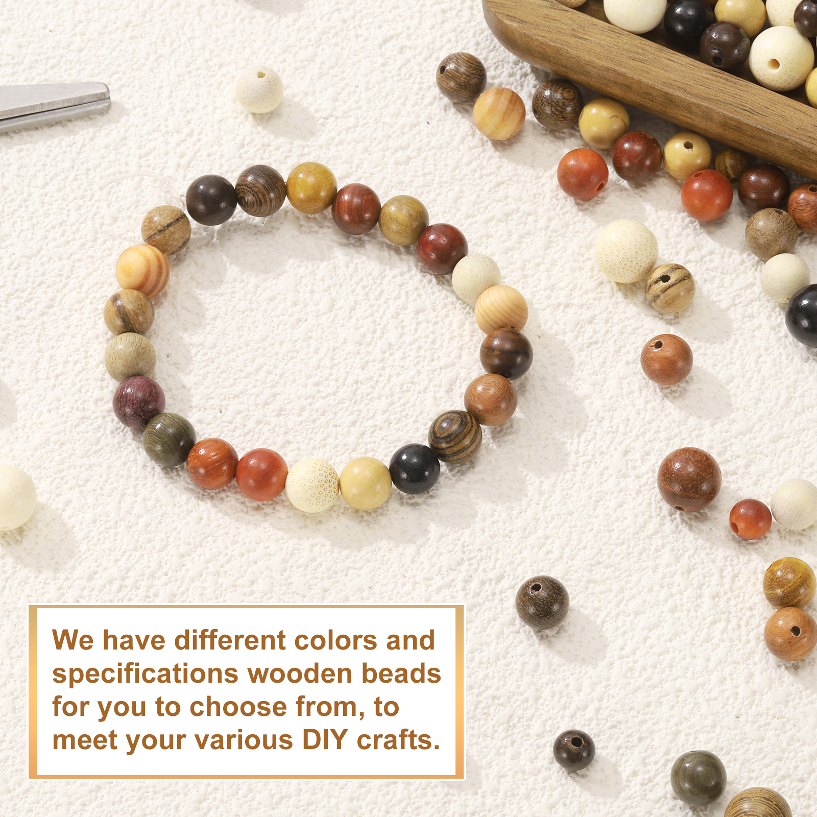 Uxcell 200pcs Natural Wooden Beads 10mm Black Sandalwood Round Polished Loose Bead Smooth Spacer Balls Beading for Jewelry Making Bracelets Necklace Earrings Craft DIY