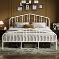 thumbnail image 2 of Sifurni King Size Metal Platform Bed Frame with Vintage Victorian Headboard & Footboard, White, 2 of 9