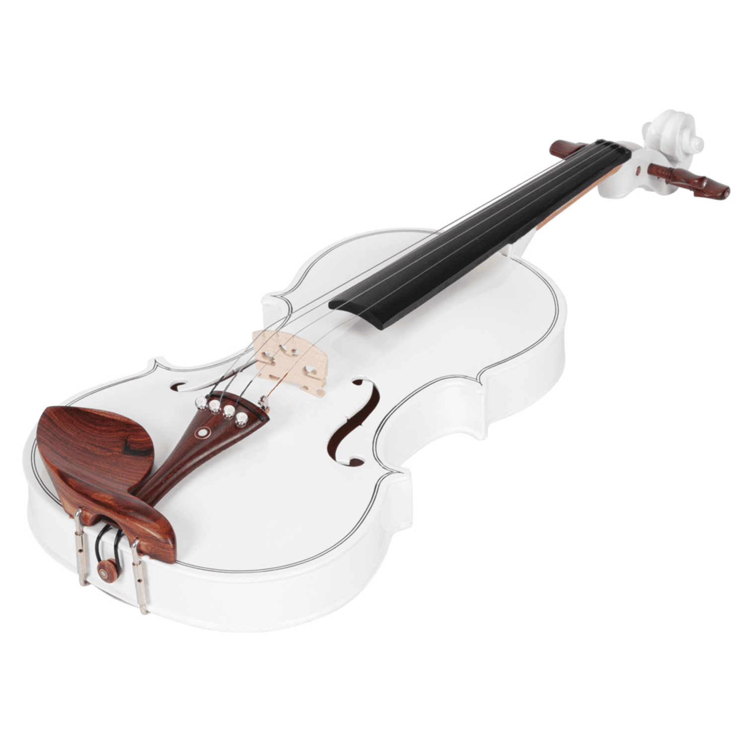 Hassch 4/4 Acoustic Violin with Case, Bow and Rosin for Beginners, Fiddle Set with Strings, Turner, Wipe Cloth and Shoulder Rest, White