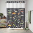 thumbnail image 6 of No Hook Shower Curtain, Grey Dinosaur Shower Curtains for Bathroom with See Through Top Window, Vintage Letters Farm Animals Waterproof & Washable Bath Curtain 60"x72", 6 of 9