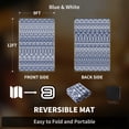 thumbnail image 3 of SIXHOME Outdoor Rug with LED Strip Lights 9'x12' Waterproof Reversible Patio Rug Boho Geometric Indoor Outdoor Rugs Lightweight Plastic Straw Rug for RV Camping Deck Balcony Modern Porch Decor Blue, 3 of 9