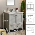 thumbnail image 3 of Nera Collection 30'' Gray Bathroom Vanity with Quartz Countertop and Sink, 3 of 10
