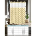thumbnail image 6 of No Hook Cloth Fabric Shower Curtain with Snap in Liner, Yellow Moroccon Waterproof Shower Curtains Set with See Through Top Window, Farmhouse Minimalist Ethnic Geometric Bath Curtains Shower 72"x78", 6 of 6