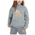 thumbnail image 2 of Stylish Girls Long Sleeve Letter Print Hooded Sweater and Pants Outfit Set for Big Kids Comfortable Casual Wear, 2 of 3