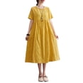 thumbnail image 1 of Women Loose Dress with Pockets Floral Jacquard Short Sleeves Holiday, 1 of 8