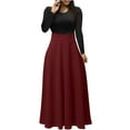 thumbnail image 2 of Antinious Women Elegant Princess Long Dress Solid Crew Neck Long Sleeve Formal Dress Wedding Guest Dress,Birthday Dresses for Women,Women Party Dress,Wine,XXL, 2 of 5