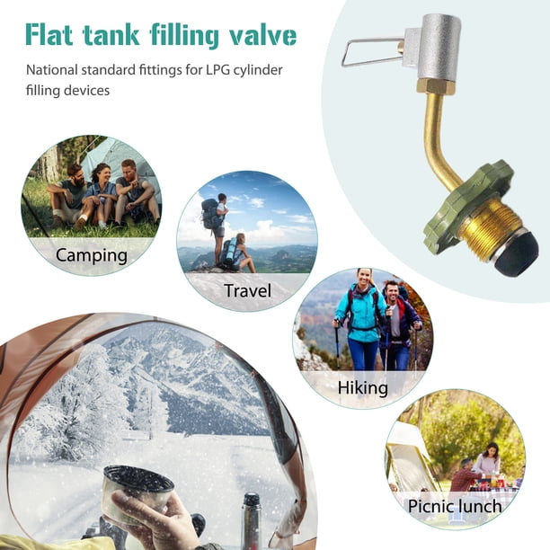 Válvula De Inflado De Tanque Plano Adaptador de válvula de llenado de tanque de Gas plano de boca de tornillo de válvula de inflado de butano de cobre