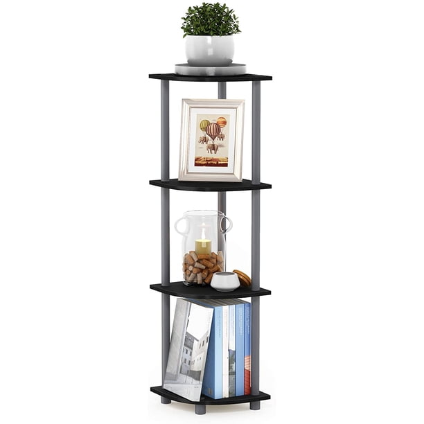 5 Tier Corner Display Rack Multipurpose Shelving Unit, Dark Cherry/Black