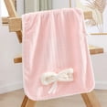 thumbnail image 4 of Coral Fleece Striped Bow Towel, 23"x11" Soft Quick Dry Bath Hand Towel, Decorative Ribbon Design for Guest Bathroom, Absorbent Lightweight, Pink, 4 of 6