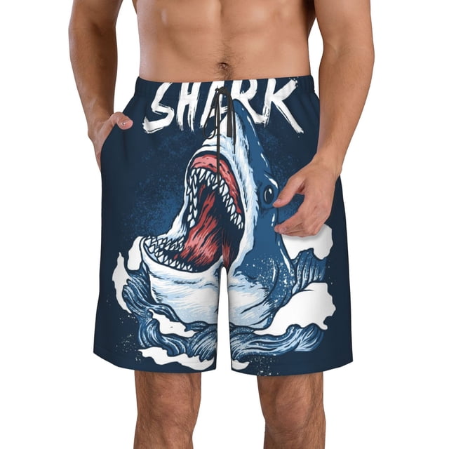 Fotbe Shark Trajes de Baño Estampados para Hombre, Shorts de Verano de Secado Rápido, Ropa de Playa, Bañadores-Medium